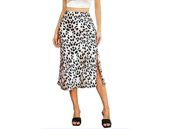 Alcea Rosea Women (XL) Silky Satin Midi High Skirt