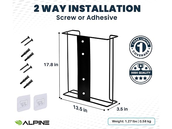 Alpine Glove Holder for Wall Mount - Latex Gloves Holder Wire Dispenser for Wall Disposable Glove Box & Tissue Box - Fits 3 Boxes (Black) (Open Box)