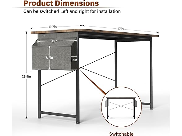 YSSOA Small Space Writing Desk with Headphone Hooks