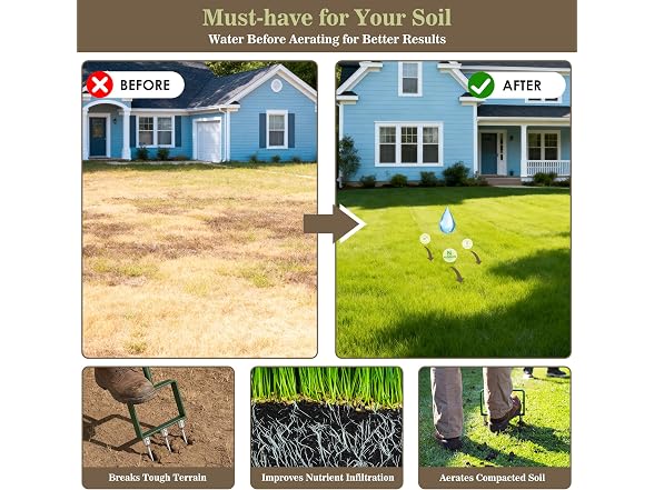 Worcest 2-in-1 Manual Lawn Aerator Tool