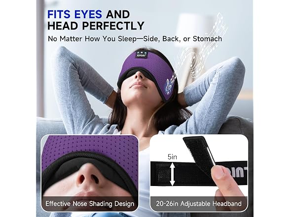 TOPOINT BT 5.4 Sleep Mask Headphones