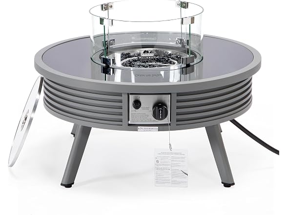 LeisureMod Walbrooke Modern Outdoor Round Fire Pit Table