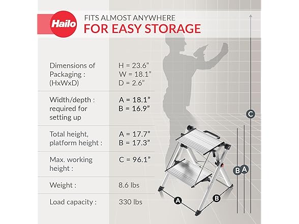 Hailo MK80 Mini (Aluminum) Mini Steel Step Stool