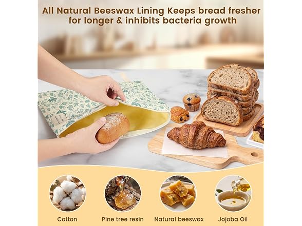 Uoxfill Beeswax Bread Bags, 2-Pack