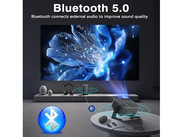 [4K Support & Auto Focus] Projector with WiFi and Bluetooth, (Open Box)