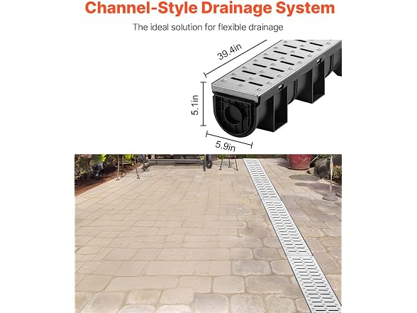 Trench Drain System, Channel Drain with Metal