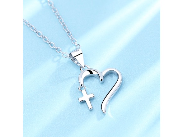 Cross and Heart Pendant Necklace
