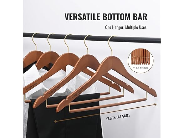 JS Home Set of Wooden Hangers 20 Pk & Pant Hanger 10 Pk