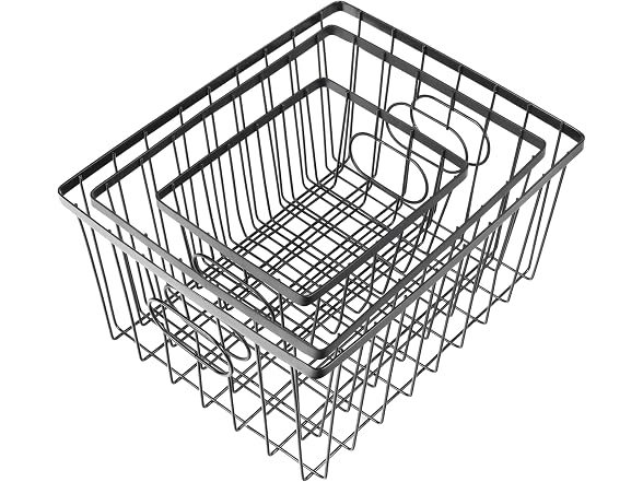 Vintage Industrial Wire Metal Nesting Baskets (Set of 6)