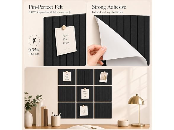 Stripe Felt Bulletin Board Tiles, Cork