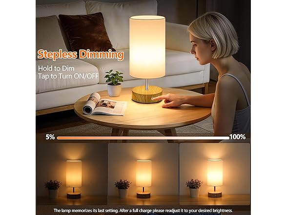 TOBUSA 2-Pack Rechargeable Table Lamps