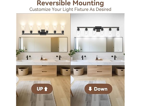 VerRon 6-Light Bathroom Light Fixtures, 38" Modern