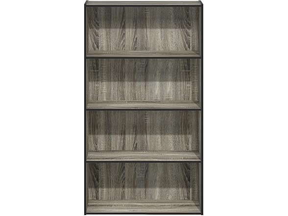 Furinno Pasir 4 Tier Open Shelf, French Oak Grey