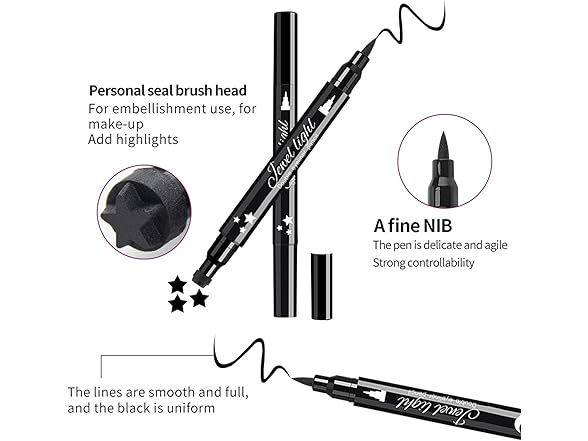 Pinkiou 6Pcs Eyeliner Stamp Pen Set