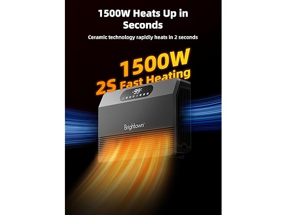 Brightown 1500W Electric Grey Wall Heater