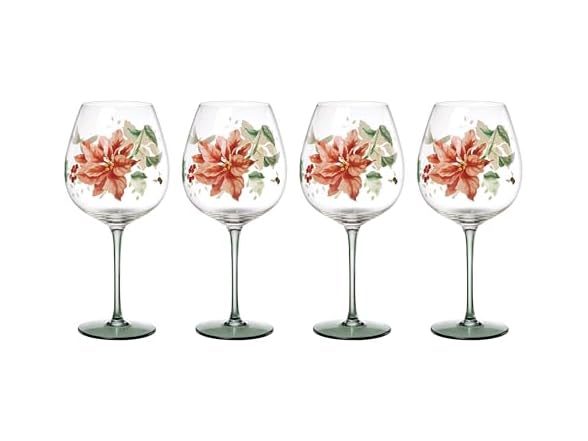 Lenox Glassware, Butterfly Meadow Balloon Wine Glasses, Set of 4