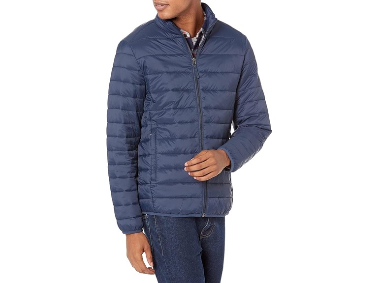 Amazon Essentials Men's Packable Lightweight Water-Resistant Puffer Jacket (Available in Big & Tall), Navy, Large