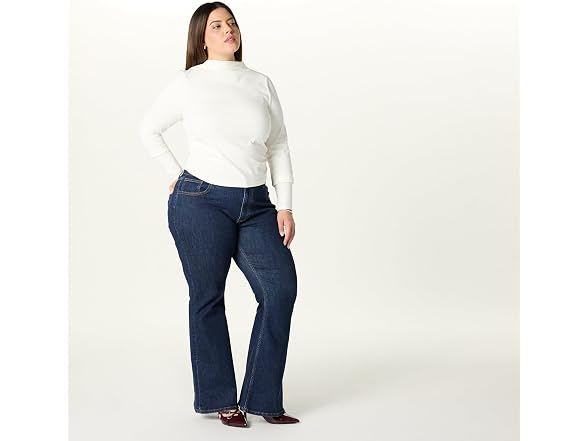 The Drop Women (XXS) Ebony Mock Neck Long Top