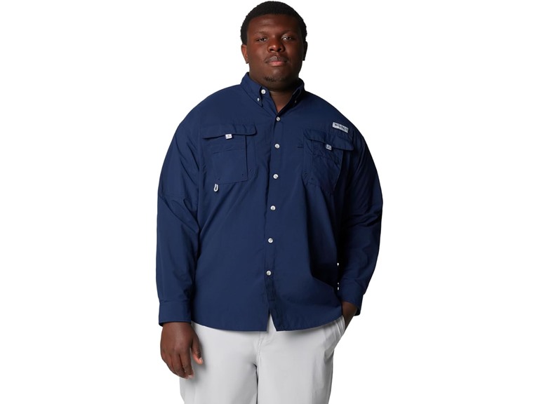 Columbia Mens PFG Bahama II Long Sleeve Fishing Shirt, Collegiate Navy, Large