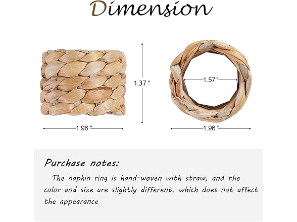WOHIWO Napkin Rings Set of 12