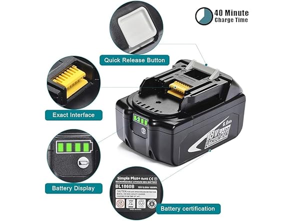 Simple Plus Replacement Battery Makita 18V 6Ah 2pk