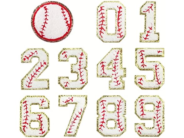 Zecamin Baseball Number Iron on Patches