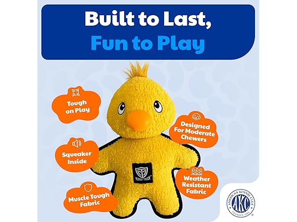 American Kennel Club Plush Dog Toy with Squeaker- Duck