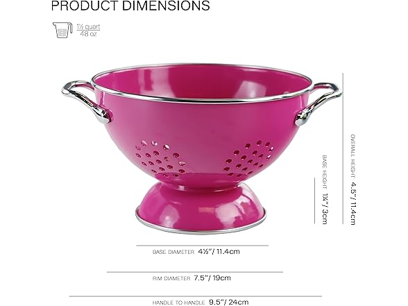 Reston Lloyd, 1.5 Quart Powder Coated Steel Kitchen Strainer