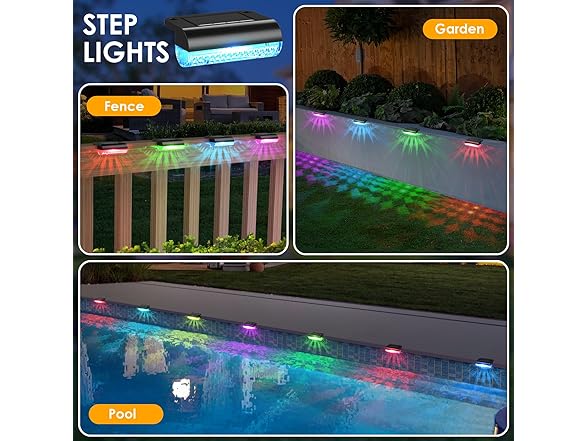 24 Pck RGB Solar Step Lights