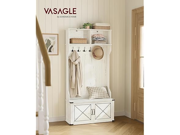 VASAGLE Hall Tree with Bench and Shoe Storage