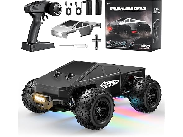 RC Truck 1/16 Brushless Motor, 35 mph Max Speed