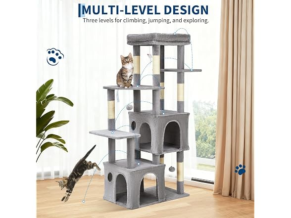 61-Inch Cat Tree for Indoor Cats, Multi-Level