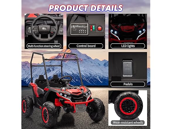 24V Kids Ride On Utv Toys, Electric Off-Road Car (Red)