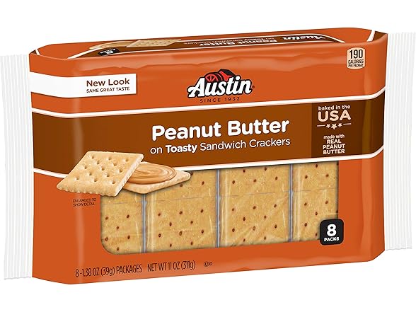 4PK Austin, Toasty Round Crackers With Peanut Buttter