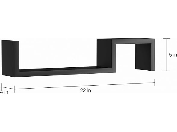 Black 'S' Wall Mount Shelves (Set of 2)