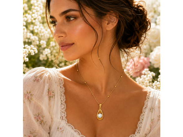 18K Gold Plated Pendant with Pearl