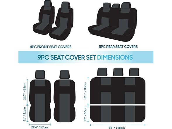 BDK Tan Trim Black Car Seat Covers
