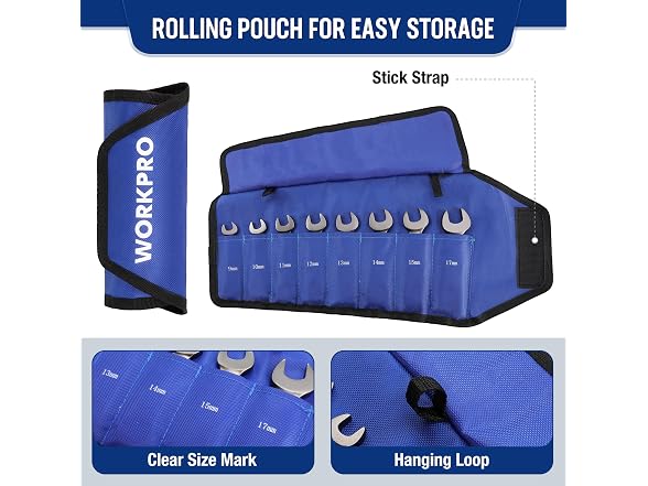 WORKPRO 8-piece Stubby Wrench Set,Metric