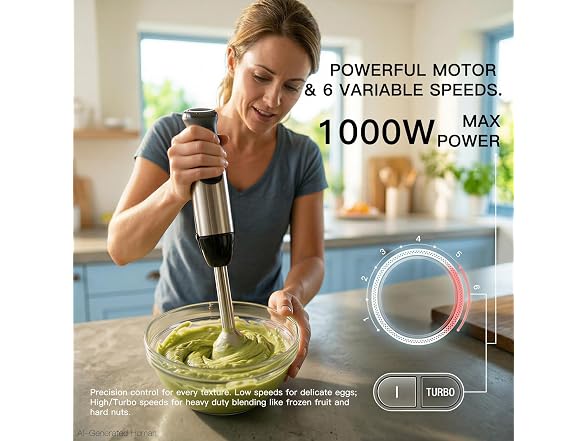 MEGAWISE Immersion Blender, 1000W 5-in-1 Stick Blender 