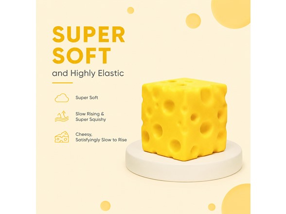 Twilight Squishy Sensory Toys Cheese, 3PK