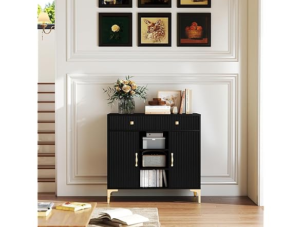 OBEKANN Black Sideboard Buffet Cabinet