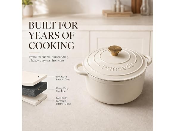 Parmedu 5.5QT Enameled Cast Iron Dutch