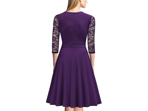 Miusol Women (M) Square Neck Lace Dress