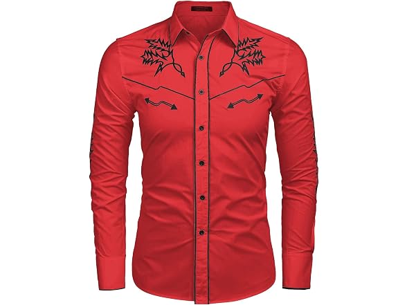 Coofandy Men (L) Western Cowboy Shirt Long Shirt