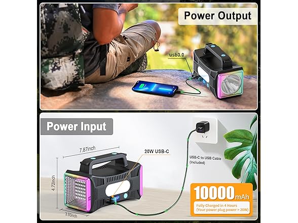 Lihtpo Rechargeable Flashlight, LED Spotlight
