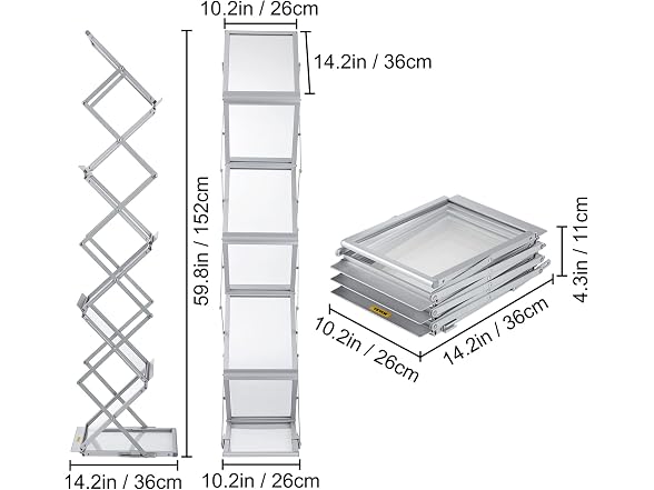 VEVOR Foldable Magazine Display Rack, 6