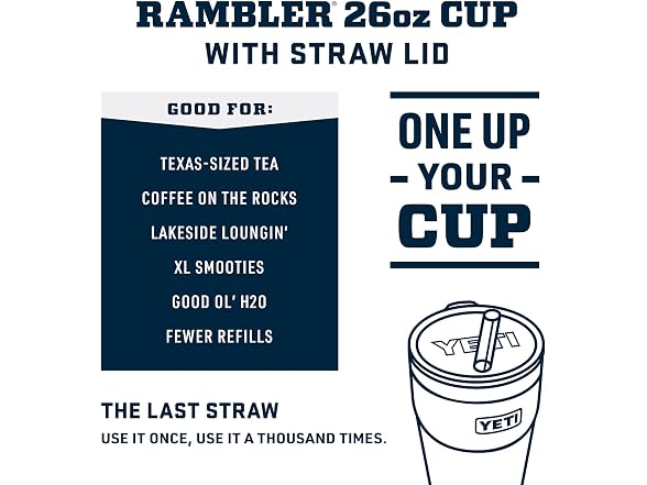 YETI Rambler 26oz Straw Cup, Rescue Red
