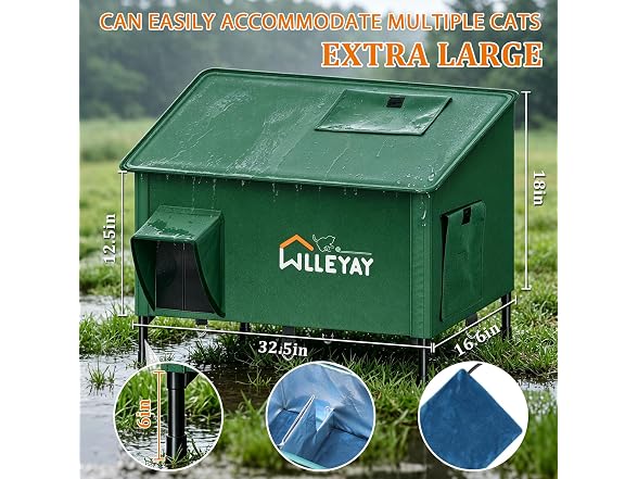 WLLEYAY Collapsible Heated Cat House