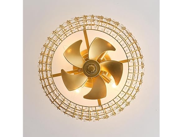 Parrot Uncle 19.7 Inch Gold Crystal Fandelier Ceiling Fan