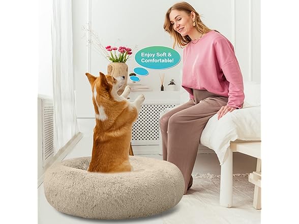 SAVFOX 23''x23'' Donut Dog Bed